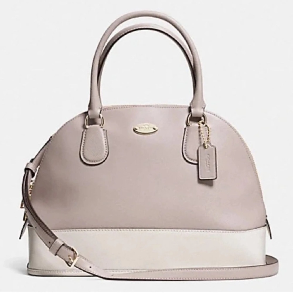 Coach Cora Dome Mini Satchel Cream Crossgrain Leather Handbag Multiple Strap